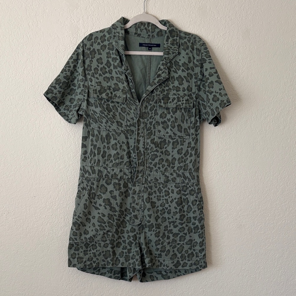 French Connection Olive Animal Print Top